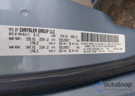 2013 Chrysler Town & Country Touring-L из США, поврежденный, VIN 2C4RC1CG2DR766949